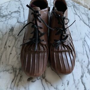 Brown Leather Bootie Shoes